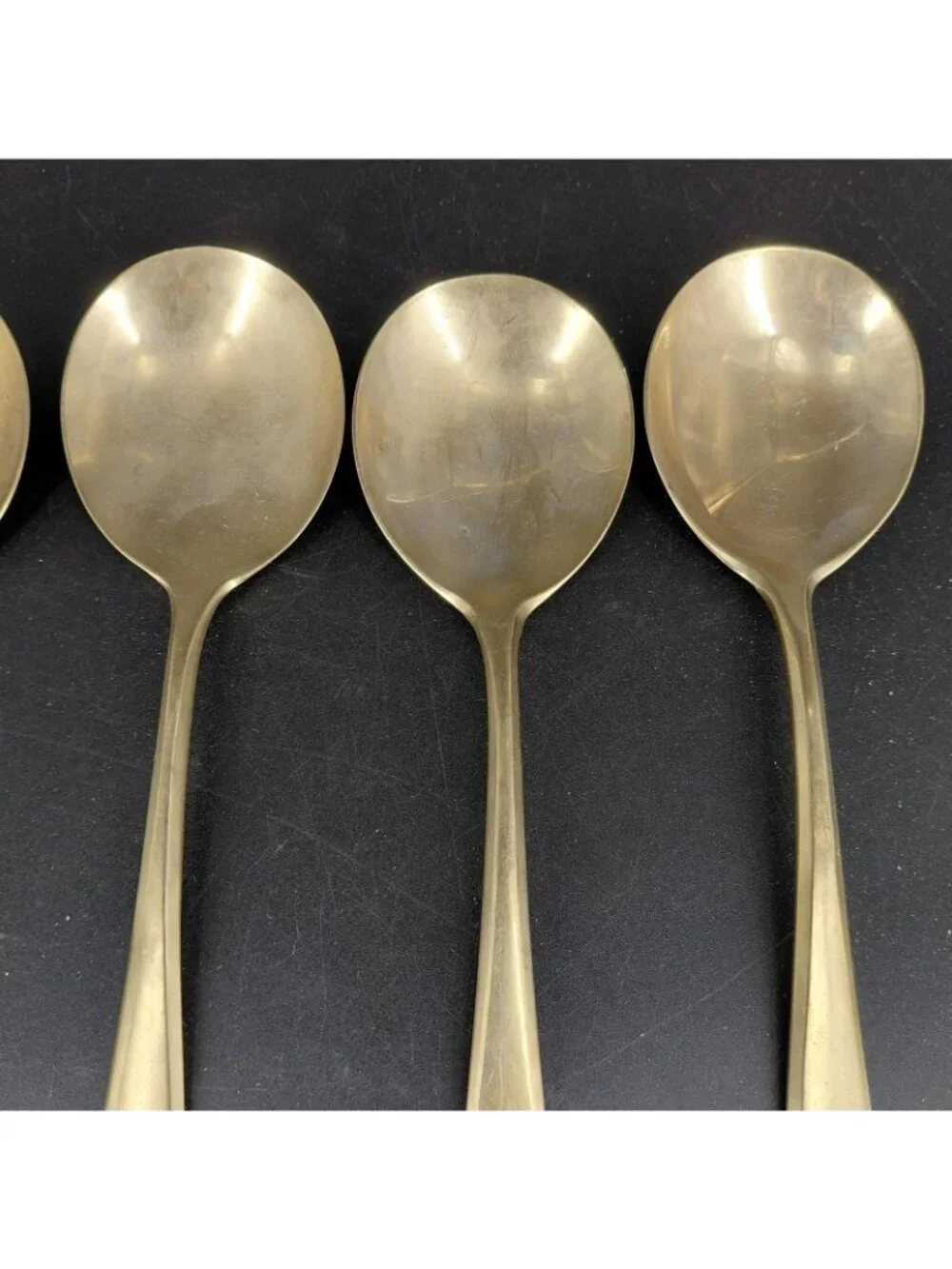 Dirigold Regal Spoon Set 5 Dirilyte Alloy Gold Table Flatware Satin MCM Sweden